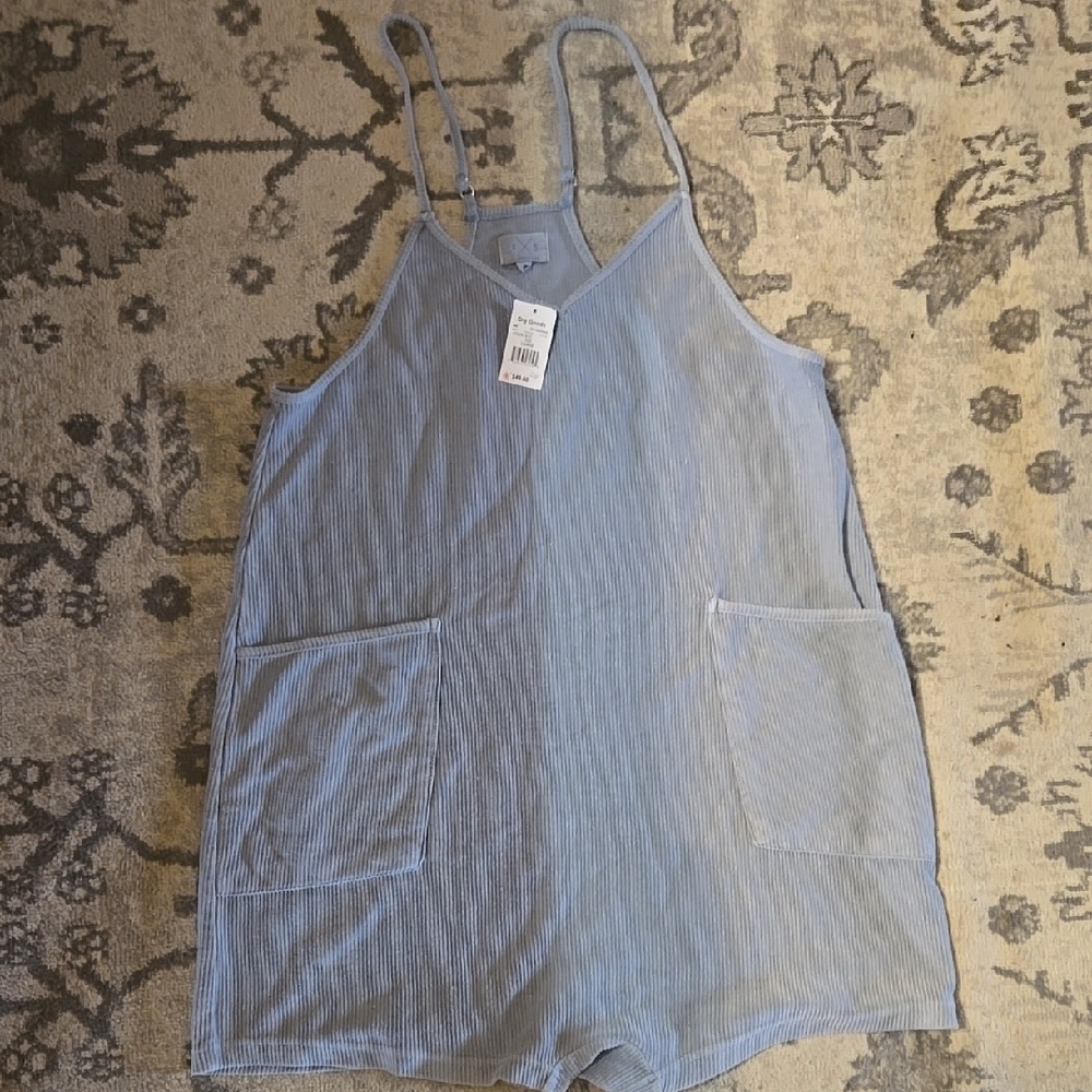 Blue Striped Sleeveless Romper